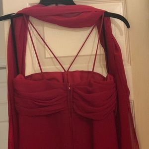 Elegant red dress with scarf  worn once